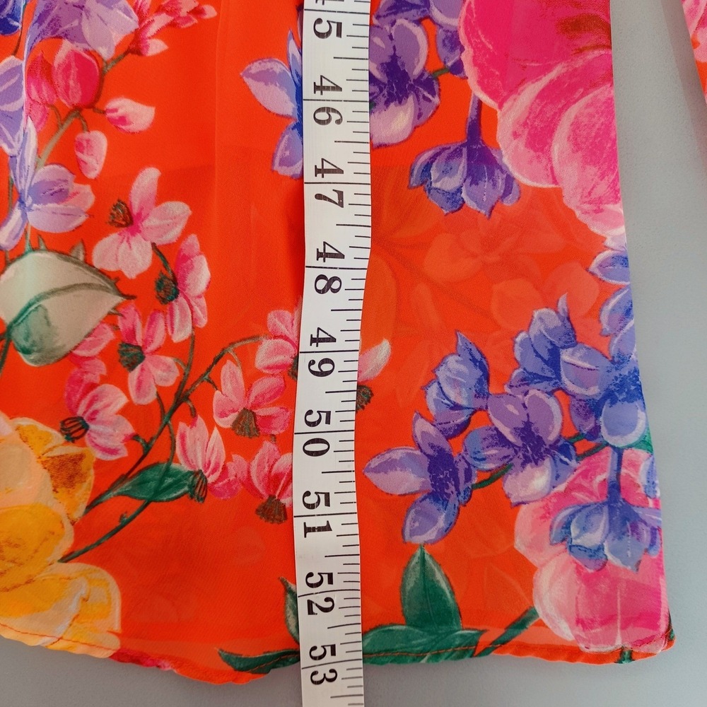Jessica Howard 18W Orange Floral Sleeveless Pleated Midi Dress Ruffle Hem Belted - Picture 7 of 11